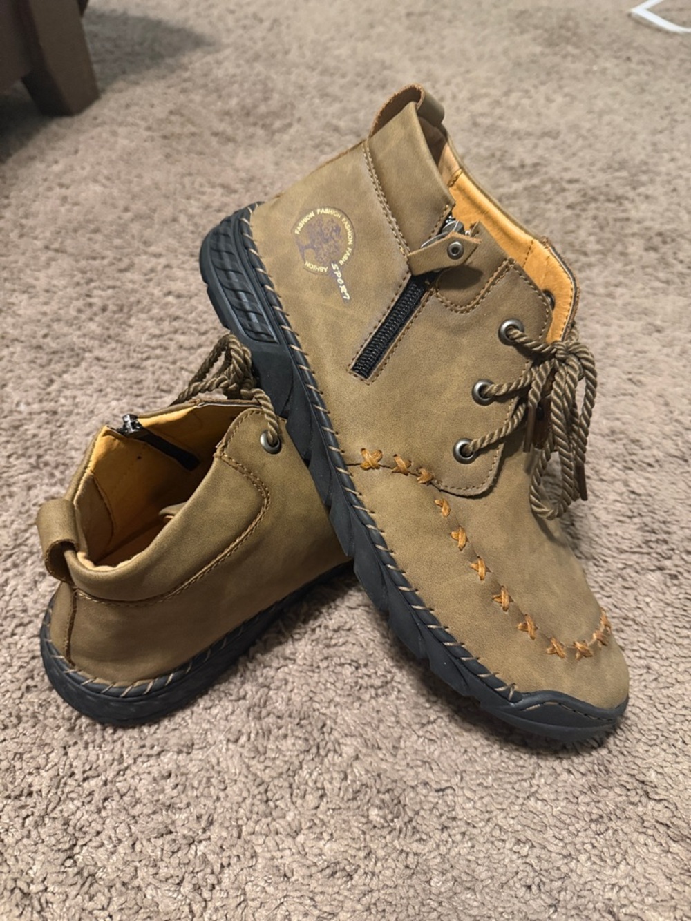 Sporto Light Brown Leather Casual Boots with Dark Accent